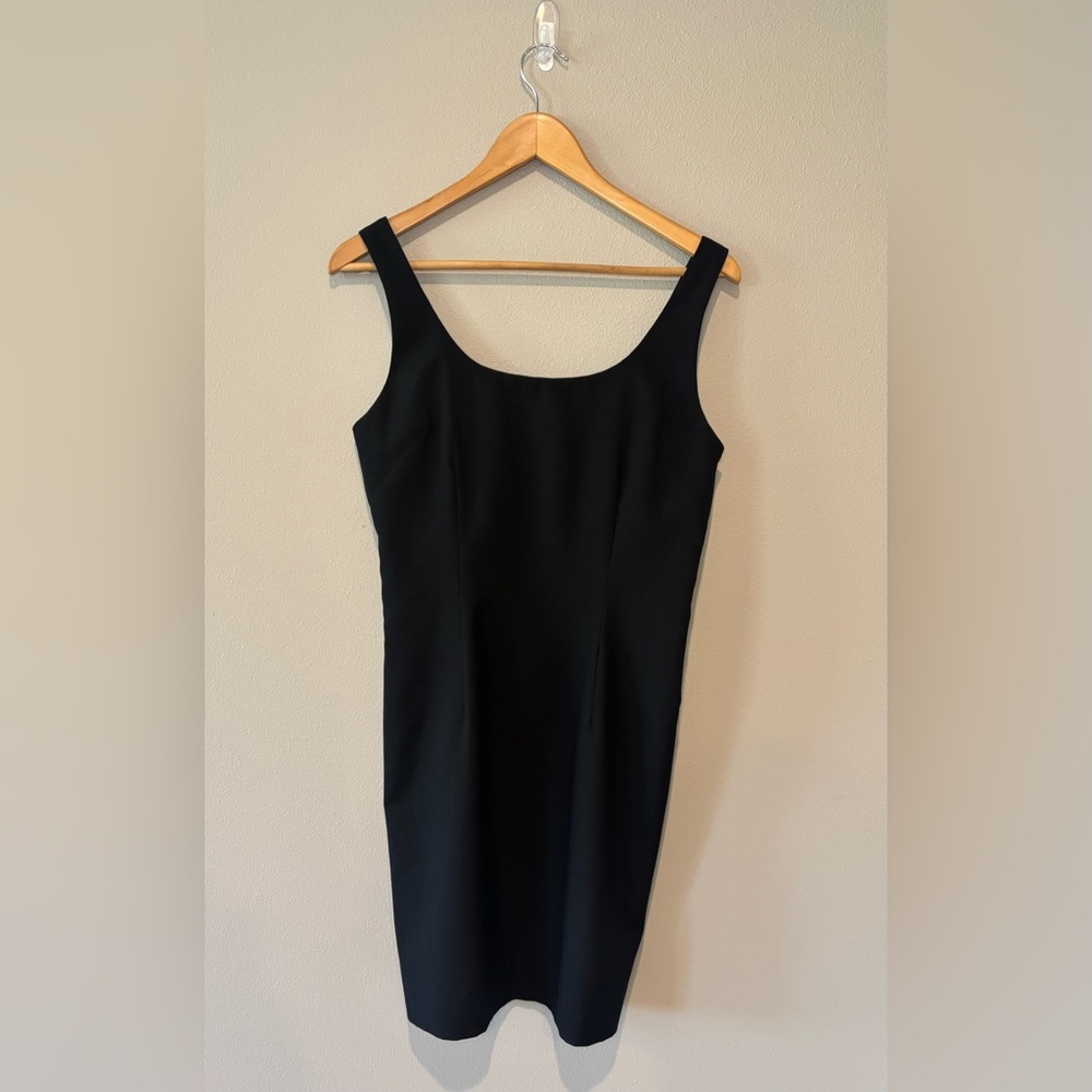 VINTAGE AL JALABIYA Black Sleeveless‎ Pencil Dress with Button Detail Like New S